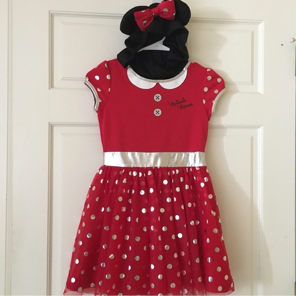Disney Minnie Mouse (7/8) Halloween Costume or Dress Up Play Red Dress Hooded - Picture 1 of 12